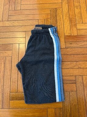 Aviator Nation Black Track Pants with Blue & Light Blue Side Stripes